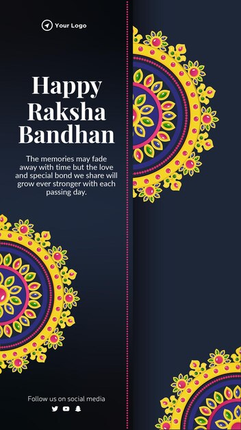 Indisches religiöses fest glückliches raksha bandhan-porträtschablonendesign