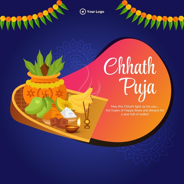 Indisches religiöses fest happy chhath puja banner-design-vorlage