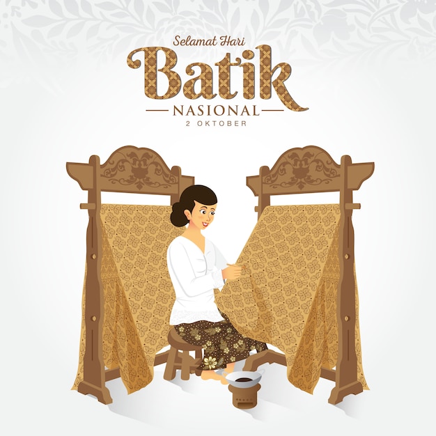 Indonesian holiday batik day illustration.translation: