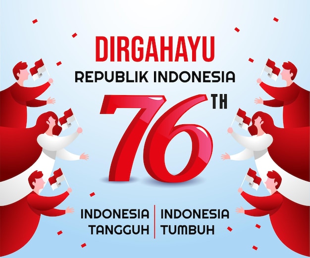 Vektor indonesien 76. unabhängigkeitstag hari kemerdekaan indonesien ke 76