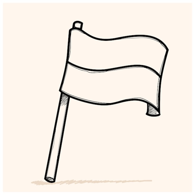 Indonesien Flagge Doodle Stil Kinder Bleistift handgezeichnete Indonesien Banner für den Unabhängigkeitstag.