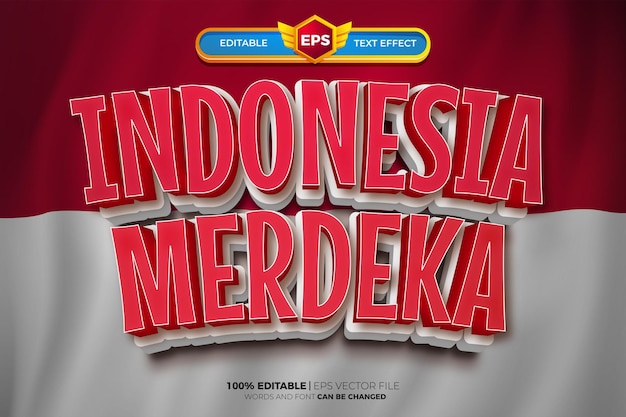 Indonesien merdeka 3d bearbeitbarer texteffektstil
