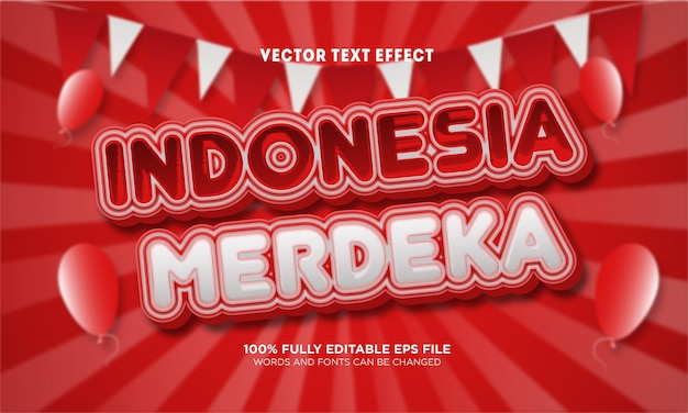 Indonesien merdeka bearbeitbarer texteffekt