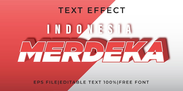 Indonesischer unabhängigkeitstag 3d-texteffekt-mockup-vektor tempelt