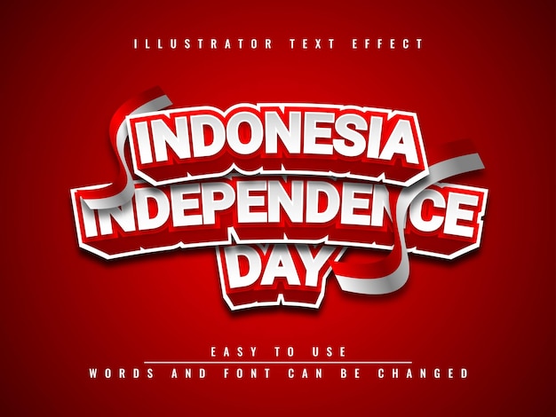 Indonesischer unabhängigkeitstag bearbeitbares texteffekt-vorlagendesign mit indonesischer flagge