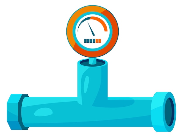 Vektor industrial gauge on blue pipe pressure liquid indicator