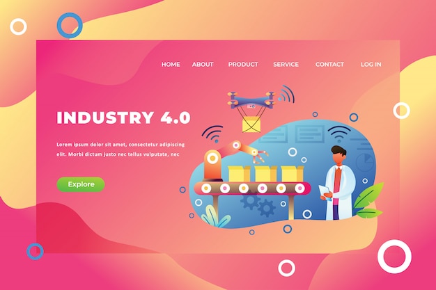 Vektor industrie 4.0 landing page template