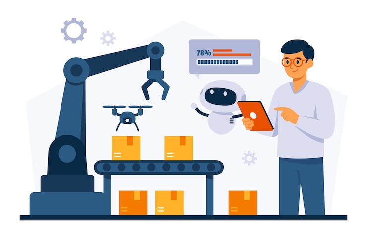 Vektor industrielle automatisierung mit robotern