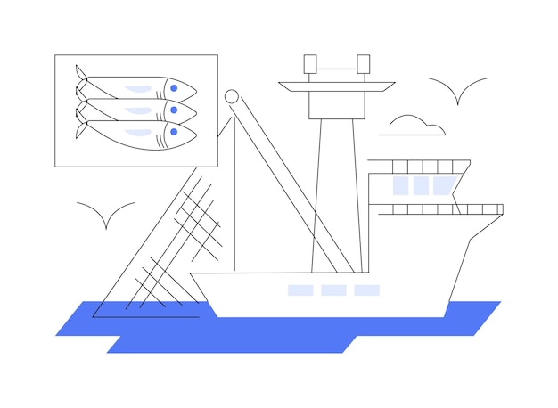 Vektor industrielle fischerboot abstrakte konzeptvektorillustration