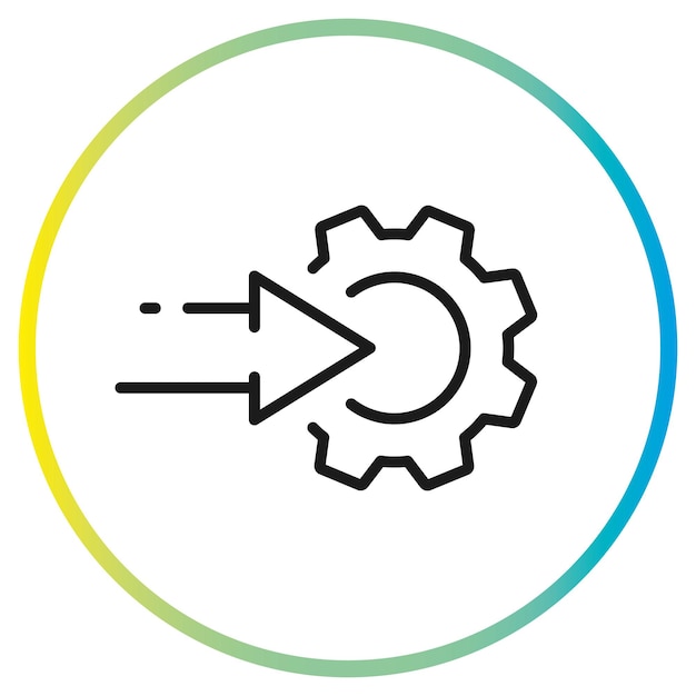 Vektor industrielle integration symbol pfeil richtung zu getriebe technologie modernisierung dünne linie symbol