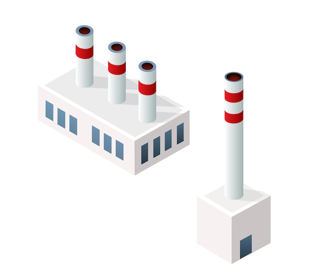 Industrielle städtische Fabrikinfografik des isometrischen 3D-Stadtmoduls