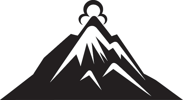 Vektor inferno impact black vector logo für volcano peaks volcano valor mountain fury in black emblem