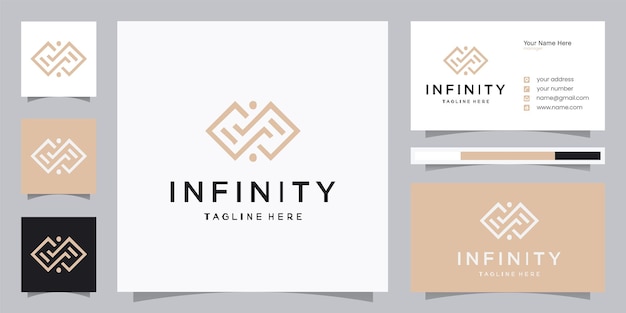 Infinity mit anfänglichem f-logo-design und visitenkarte