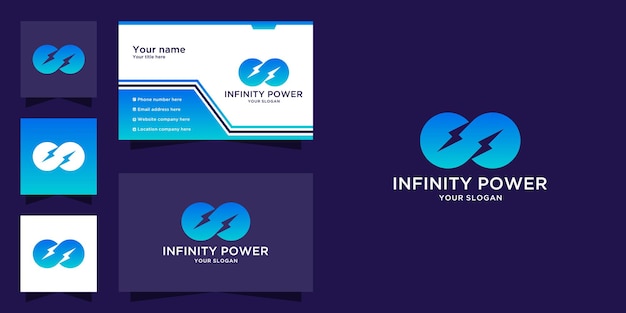 Vektor infinity power-logo und visitenkarte