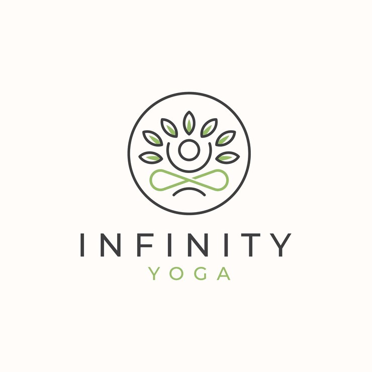 Infinity Yoga Logo mit Blatt Logo Vorlage.