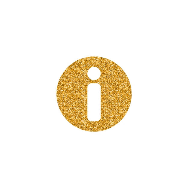 Info-schild-symbol goldglitter textur-vektor-illustration