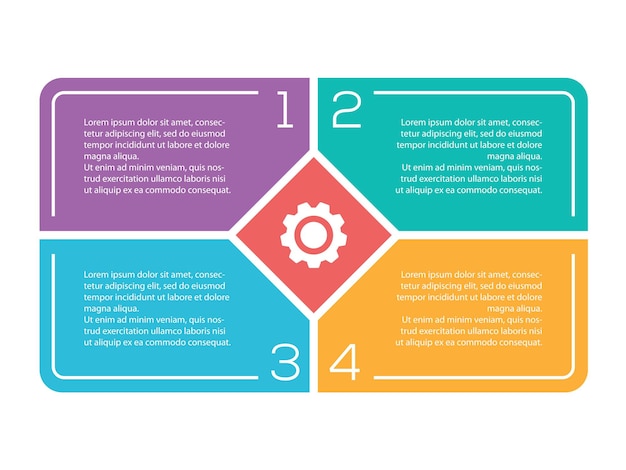 Vektor infografik 4 option für die isolierte vektorillustration von unternehmen