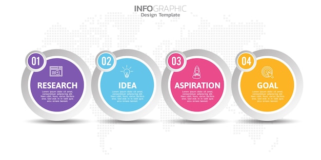 Infografik 4 schritte elemente für inhaltsdiagramm flussdiagramm schritte teile zeitachse workflow-diagramm