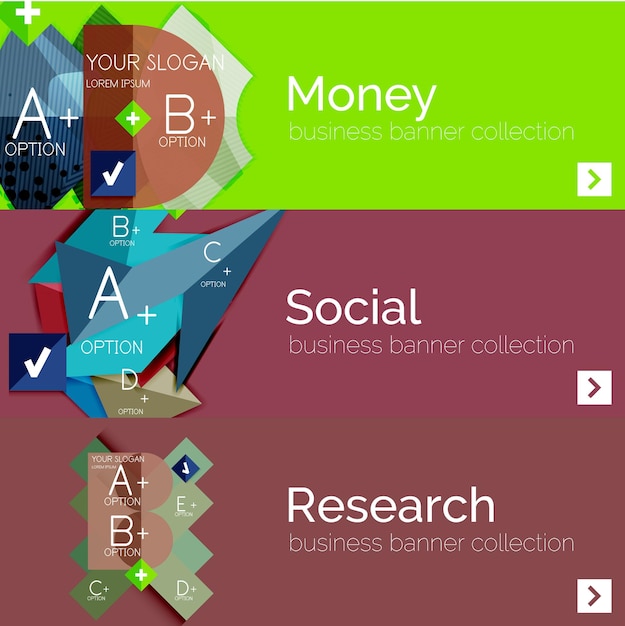 Infografik-Banner mit flachem Design und geometrischen Infografiken