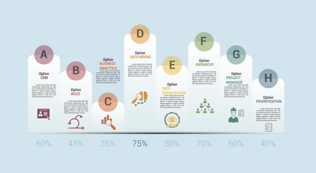 Infografik-Business-Intelligence-Vorlagensymbole in