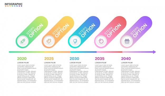 Infografik business timeline 5-schritt-option mit modernen elementen