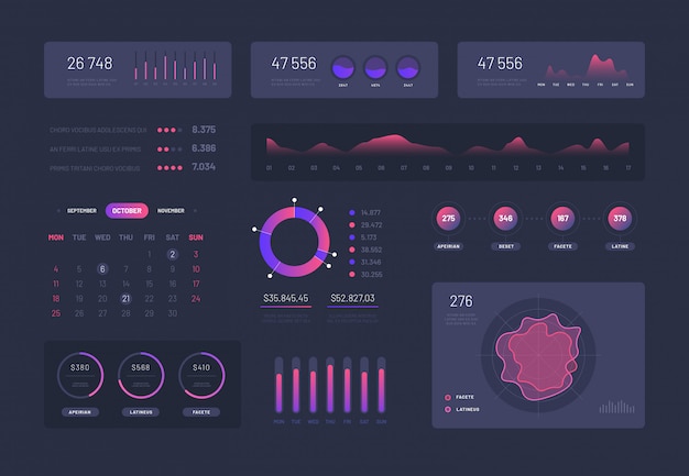 Vektor infografik dashboard-grafiksatz