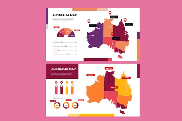 Vektor infografik der linearen australienkarte