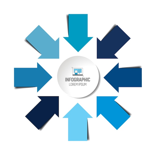 Vektor infografik der pfeile, die zur mitte verschmelzen