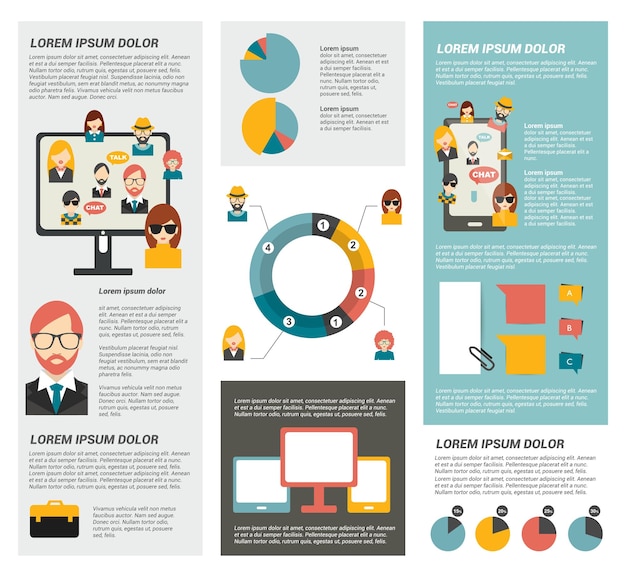 Vektor infografik des sozialen netzwerks. flache elemente. vektor.