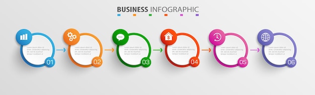 Infografik-design-business-vorlage mit 6 optionen