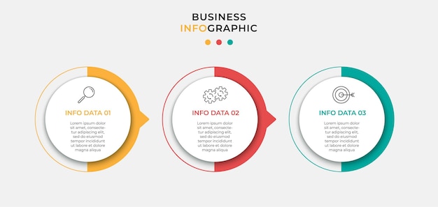 Infografik-design-business-vorlage mit symbolen und 3 optionen oder schritten