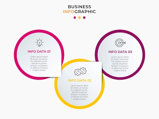 Infografik-design-business-vorlage mit symbolen und 3 optionen oder schritten