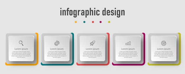 Infografik-design für geschäftsvorlagen mit 5 optionen. s