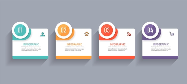 Infografik Design mit 4 Schritten.