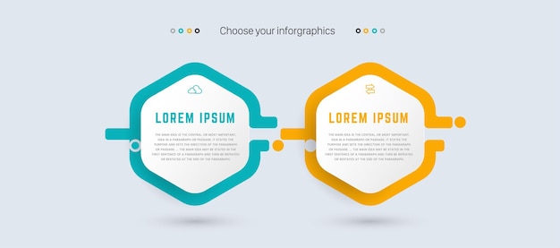 Infografik-Design mit Symbolen. Optionen oder Schritte. Prozessdiagramm, Flussdiagramm