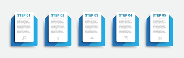 Infografik-design mit symbolen und 5 optionen oder infografiken für geschäftskonzepte