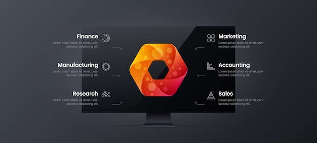 Infografik design präsentation illustration monitor vorlage des unternehmens business data marketing analytics