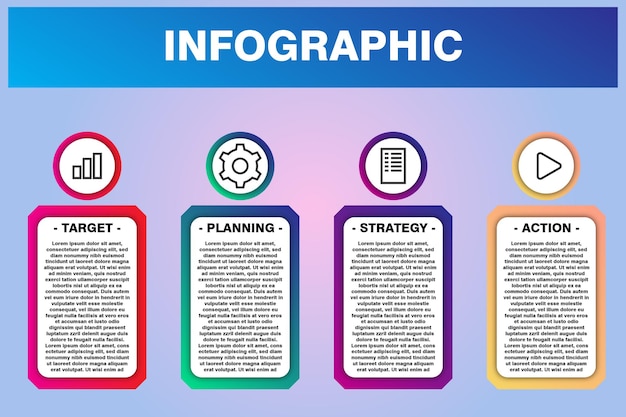 Infografik-design zur präsentation mit symbolen