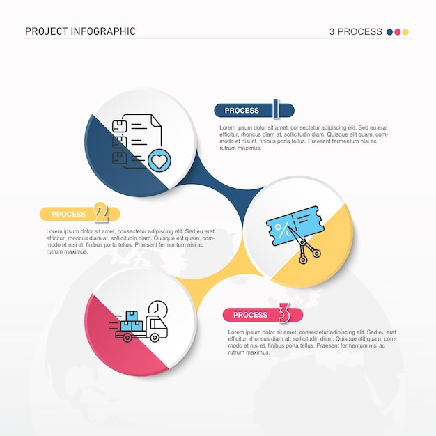 Infografik-designelement und online-shopping-symbole geschäftskonzept mit 3 schritten