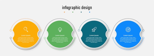 Infografik-Designkreis für Geschäftskonzept. Vorlage Zeitleiste mit 4 Schritten,