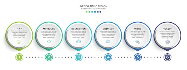 Infografik-designvorlage für die geschäftsvisualisierung mit optionen, schritten oder prozessen. kann verwendet werden für