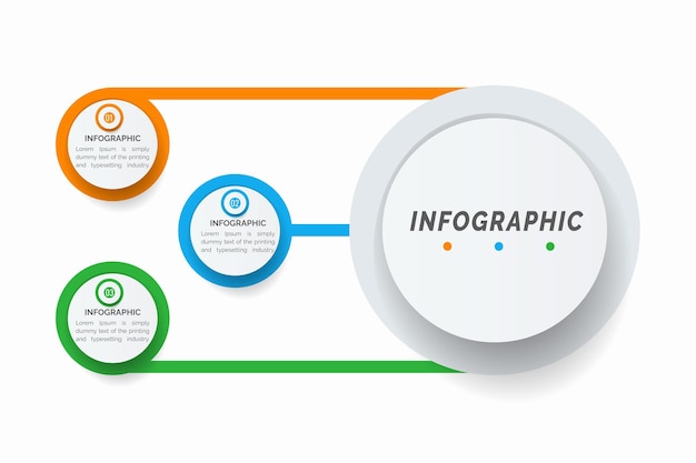 Infografik designvorlage mit 3 optionen oder schritten