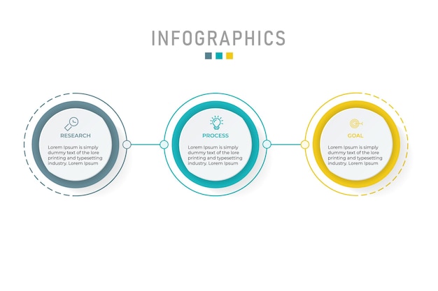 Infografik-Designvorlage mit 3 Optionen oder Schritten