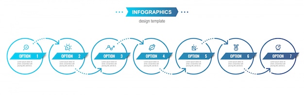 Infografik Designvorlage mit 6 Optionen oder Schritten.