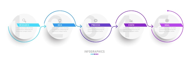 Infografik designvorlage mit symbolen und 5 optionen oder schritten.