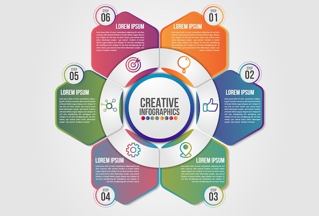 Infografik Diagramm 6 Schritte Optionsvorlage.