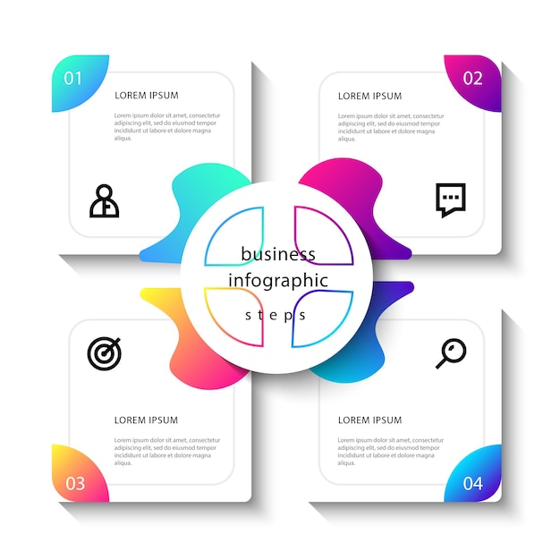 Infografik elegante Schritte Sammlung flache Designvorlage mit 4-Stufen-Premium-Vektor
