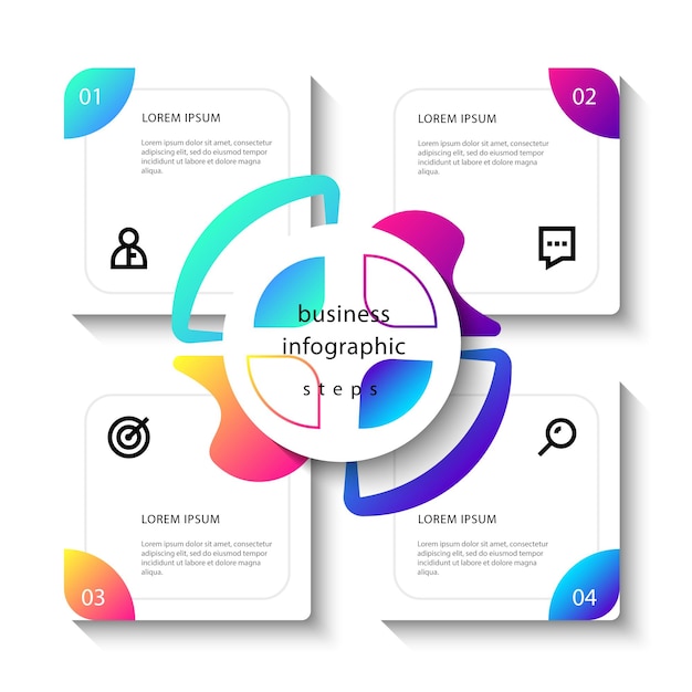 Infografik elegante Schritte Sammlung flache Designvorlage mit 4-Stufen-Premium-Vektor