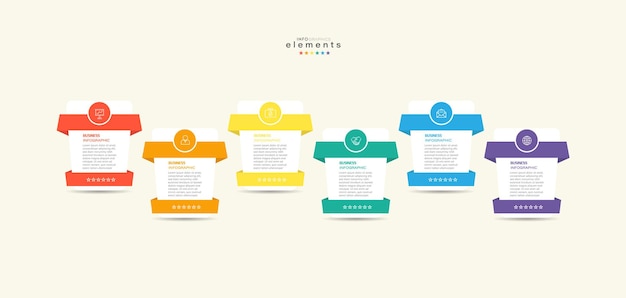 Vektor infografik-element mit symbolen und 6 optionen oder schritten