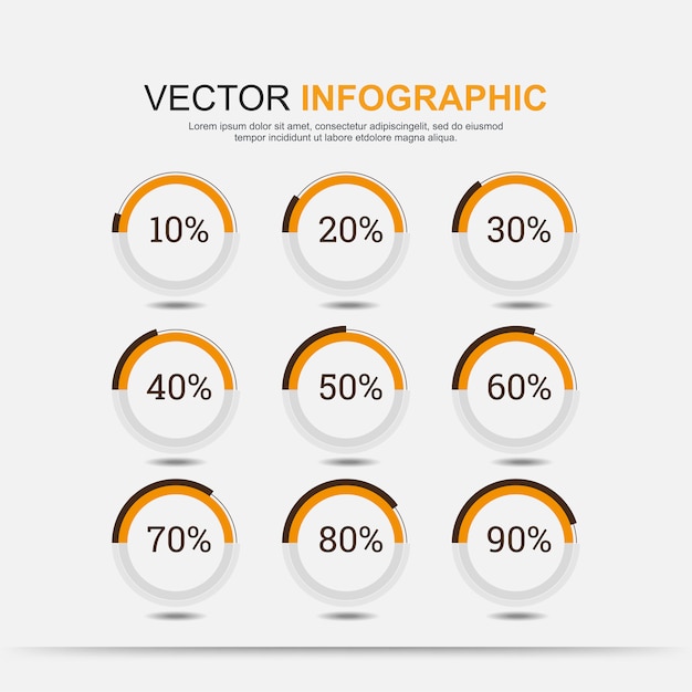 Vektor infografik-elemente diagrammkreis mit prozentangabe